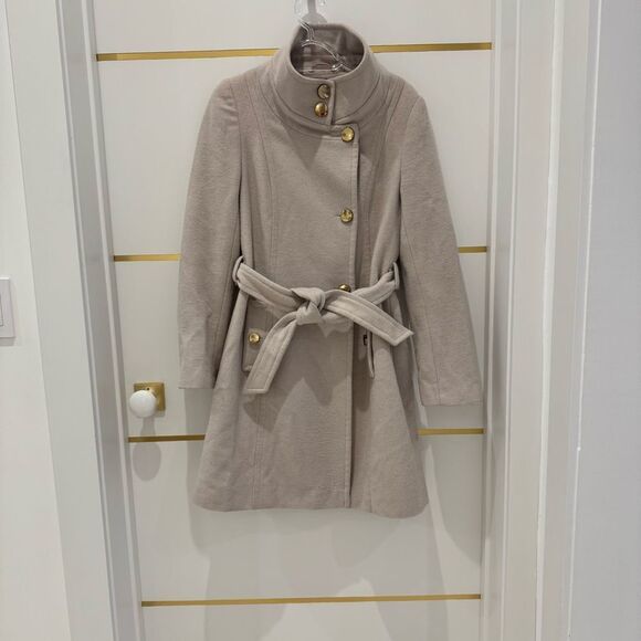 Tahari Jackets & Blazers - Tahari Wool Izzy coat cream neutral blush belted gold buttons 10